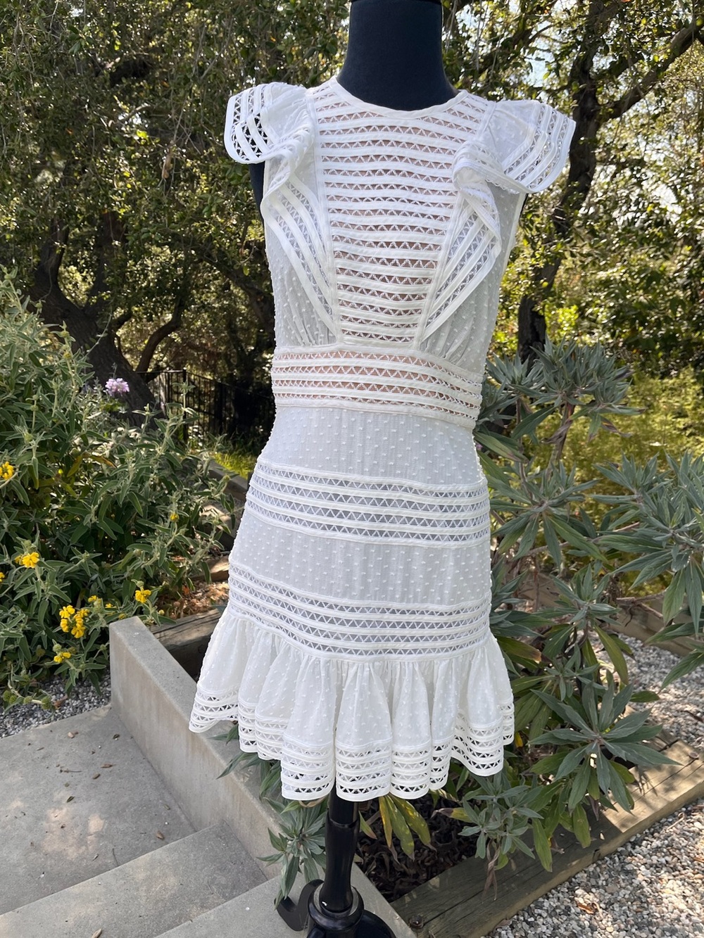 Zimmerman A-line panel dress with crochet and ruffle accents - size M (2)